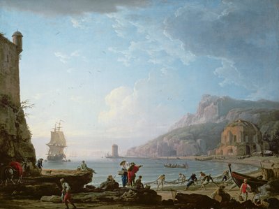 Ochtendscène in een baai, 1752 door Claude Joseph Vernet